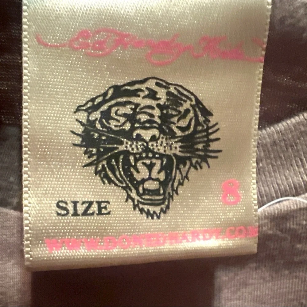 NEW Ed Hardy Kids Brown Long Sleeve Layered Look Bulldog‎ Ship Graphic Shirt  8